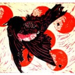 Red-Wing Blackbird by Karen Klee-Atlin  woodcut 22 X 15